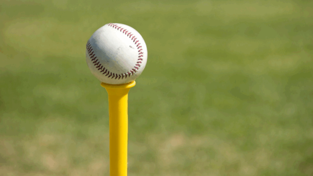 Tee ball on stand.