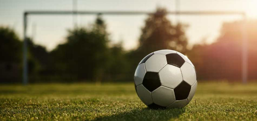 Soccer ball on field.