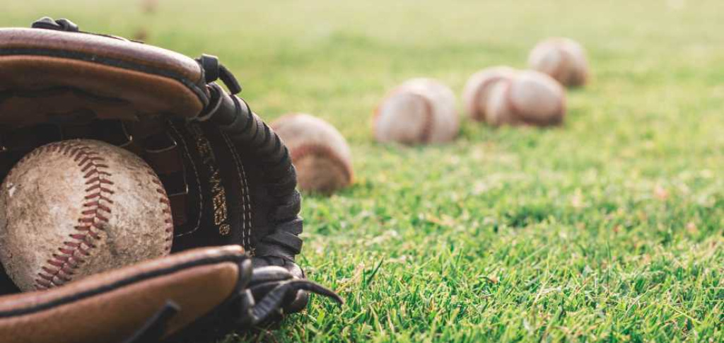 Baseball glove closeup.
