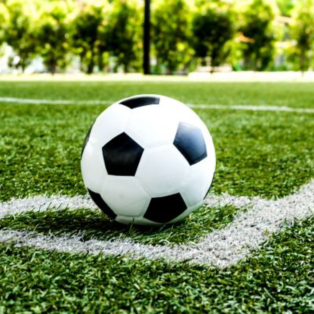 Soccer ball on field.