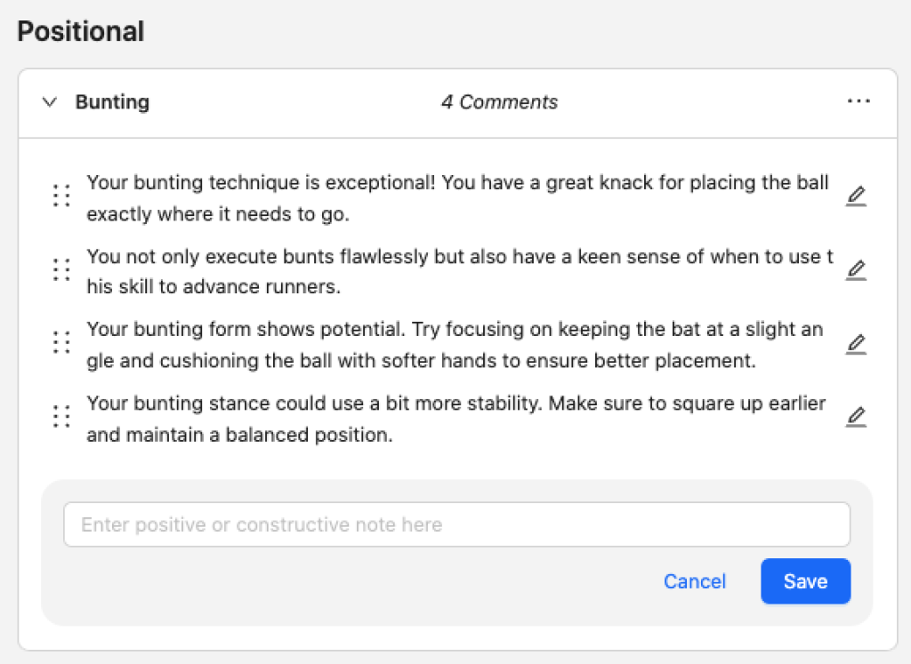 Pre-filled comments.