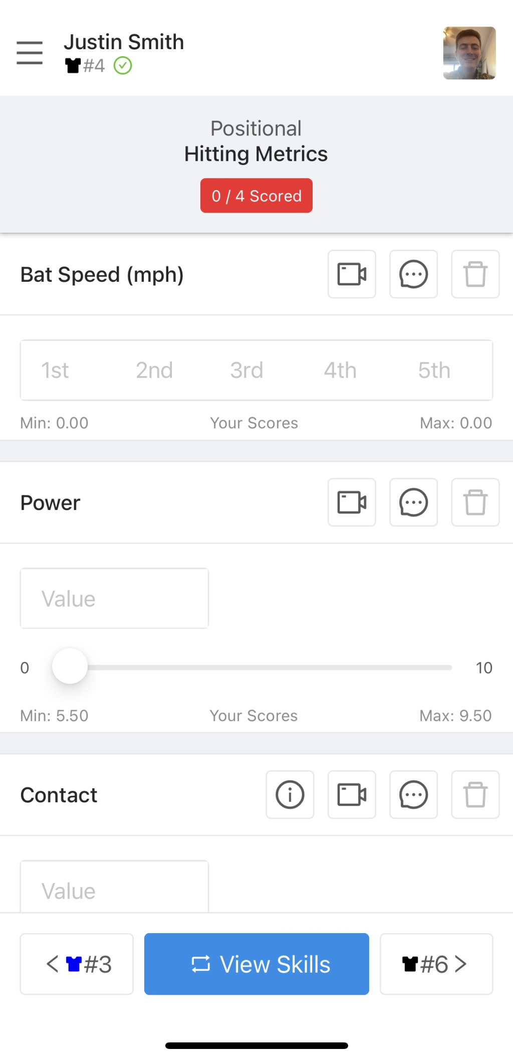 Athlete scoring on SkillShark.