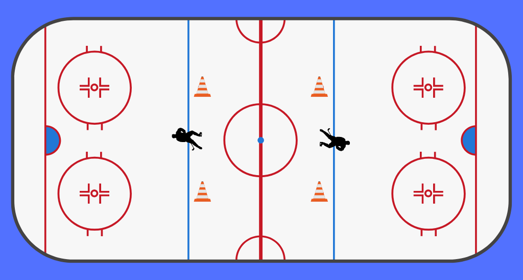 Two player hockey passing drill.