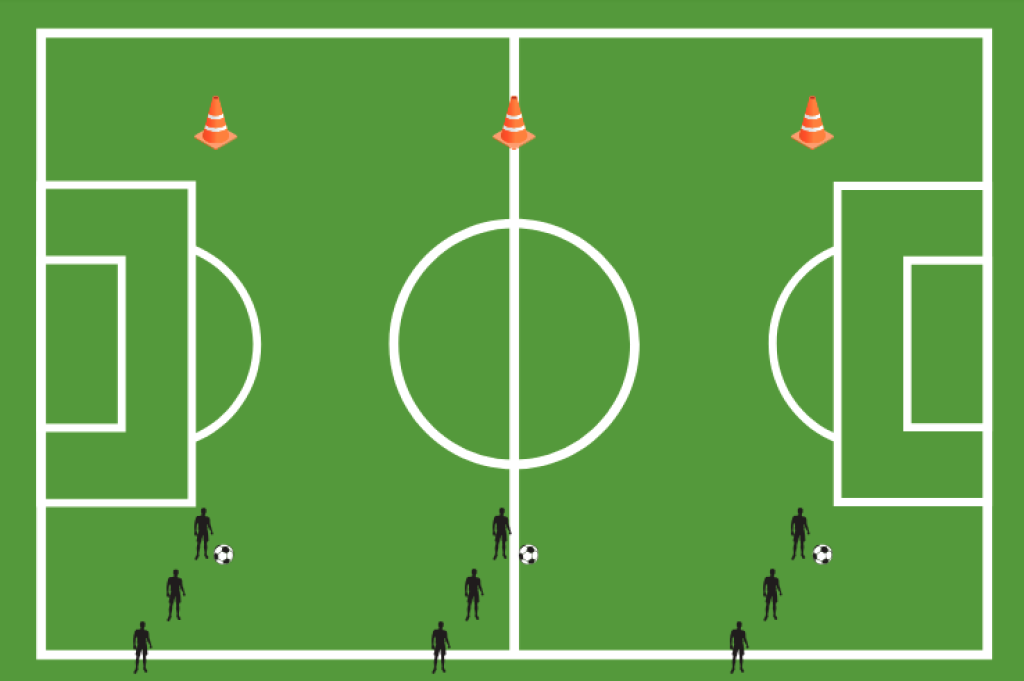 Toe taps in the square soccer drill.