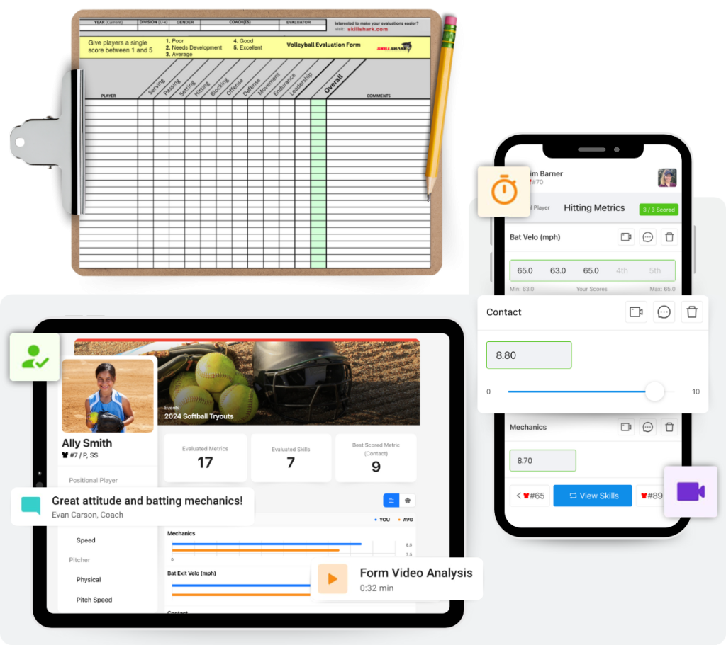 Clipboard vs athlete evaluation app.